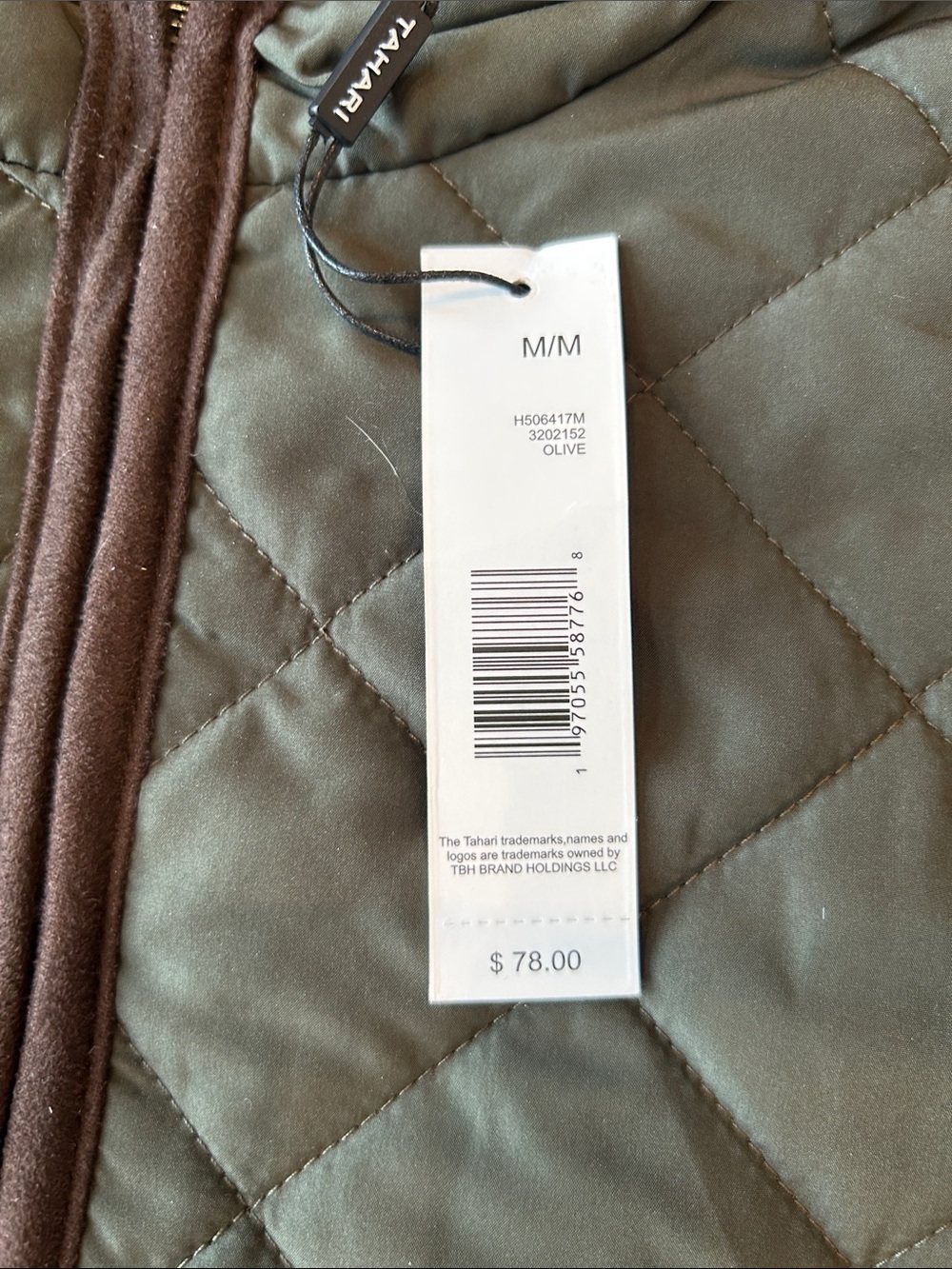 Tahari Quilted Olive Green Zip Vest M - Picture 3 of 5